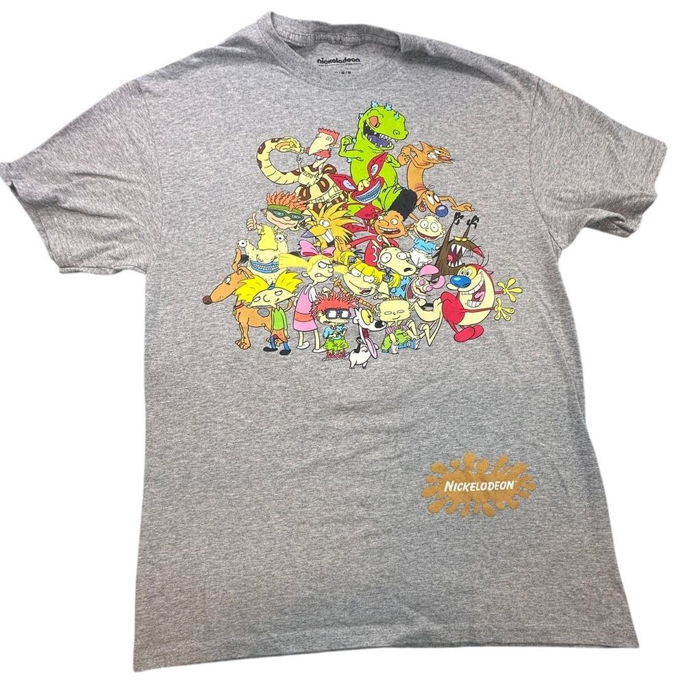 Nickelodeon Nicktoons Graphic T-Shirt Gray Cotton Blend Retro Y2K 90s Nostalgia